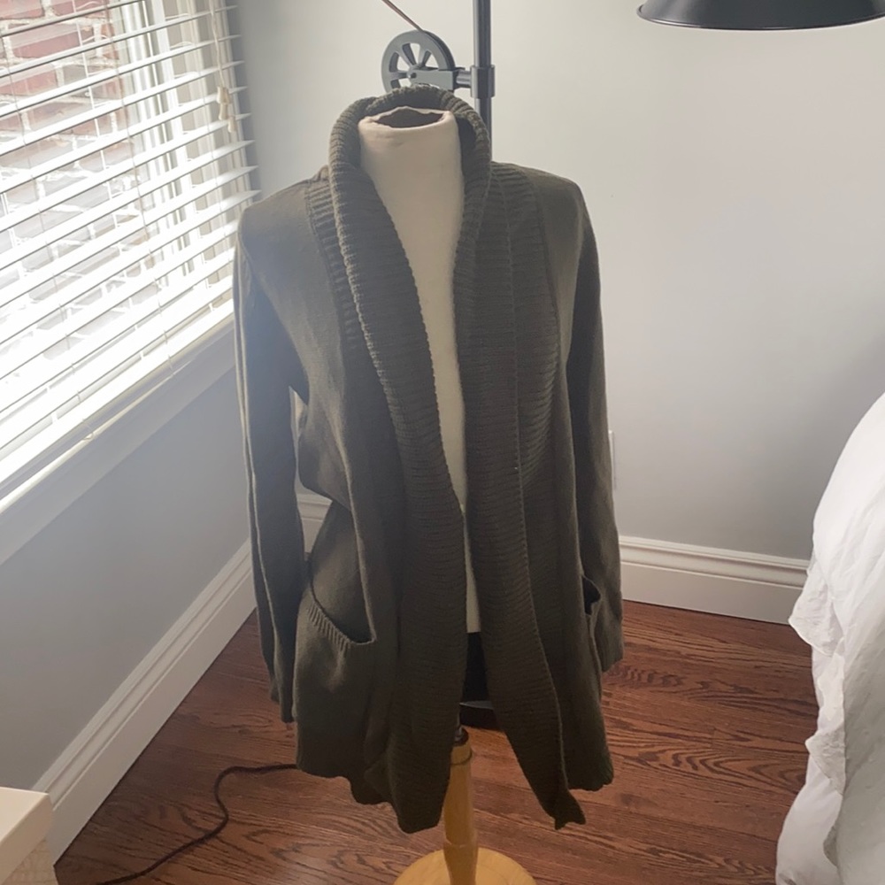Rag Poets olive green cardigan
